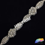 1” Navette Flower Beaded Rhinestone Trim (sold by yard piece), BRT-006