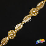1” Navette Flower Beaded Rhinestone Trim (sold by yard piece), BRT-006