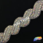 1 3/8” Swirl Beaded Rhinestone Trim (sold by yard piece), BRT-011