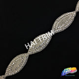 1 3/8" Marquise Beaded Crystal Rhinestone Trim by the piece (34" long), BRT-022