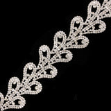 1 3/4" Curled Leaf Crystal Rhinestone Trim, RT-054