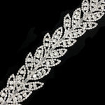1 1/4" Silver/Crystal Leaf Rhinestone Trim, RT-083