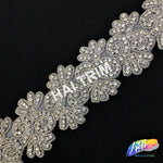 2 1/4” Flower Beaded Rhinestone Trim (sold by yard piece), BRT-031