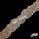 1 3/4" Beaded Crystal Rhinestone Trim with Glass Stones (sold by yard piece), BRT-036