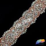 2" Pearl Beaded Crystal Rhinestone Trim with Glass Stones (sold by yard piece), BRT-038