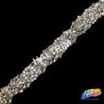 1" Crystal Rhinestone Trim with Glass Stones (sold by yard piece), BRT-041