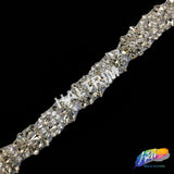 1" Crystal Rhinestone Trim with Glass Stones (sold by yard piece), BRT-041