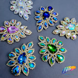 SALE! Fancy Teardrop Flower Rhinestone Applique on Metal Setting, YH-107