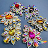 SALE! Fancy Teardrop Flower Rhinestone Applique on Metal Setting, YH-107