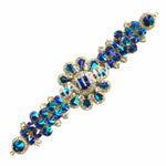 SALE! Fancy Colored Rhinestone Flower Applique on Metal Setting, YH-095