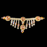 SALE! Fancy Colored Rhinestone Motif Applique with Dangling Rhinestones on Metal Setting YH-102