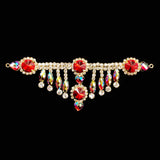 SALE! Fancy Colored Rhinestone Motif Applique with Dangling Rhinestones on Metal Setting YH-102