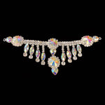 SALE! Fancy Colored Rhinestone Motif Applique with Dangling Rhinestones on Metal Setting YH-102