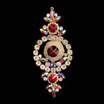 SALE! Fancy Colored Rhinestone Motif Applique with Crystal Ring on Metal Setting, YH-105