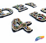 Colored Beaded Rhinestone Letters
