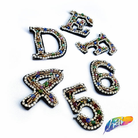 Colored Beaded Rhinestone Letters