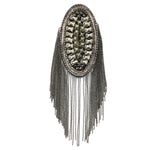 Studded Rhinestone Epaulet with Ball Chain Tassel, EP-031 (sold per piece)