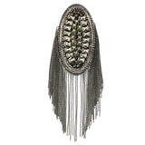 Studded Rhinestone Epaulet with Ball Chain Tassel, EP-031 (sold per piece)