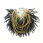 Beaded Chain Epaulet with Crystal AB Triangle Stones, EP-027 (sold per piece)
