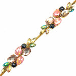 SALE! 1” Multicolored Fancy Flower Rhinestone Trim, YH-203