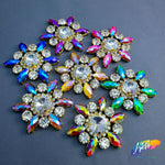 SALE! Fancy Color Rhinestone Flower Applique on Metal Setting (sold per piece), YH-083