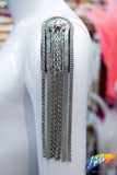 Silver Multi Chain Epaulet with Dangling Chain Links, EP-018 (sold per piece)