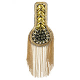 Studded Rhinestone Epaulet with Ball Chain Tassels, EP-028 (sold per piece)