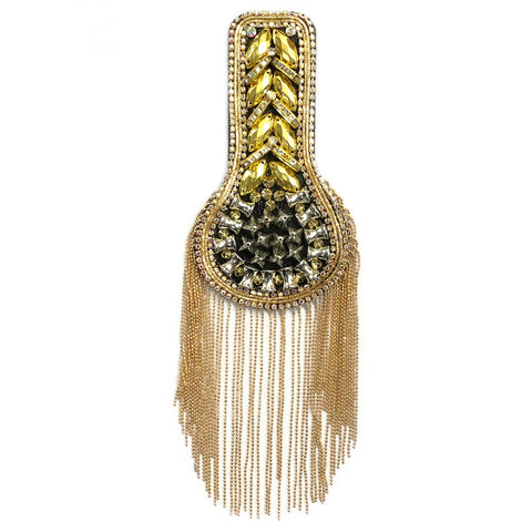 Studded Rhinestone Epaulet with Ball Chain Tassels, EP-028 (sold per piece)