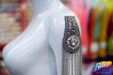 Silver/Crystal Beaded Rhinestone Epaulet, EP-019, EP-020 (sold per piece)