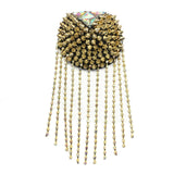 Beaded Spike Epaulet with Rhinestone Cupchain Fringe, EP-001 (sold per piece)