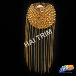 Studded Spike Epaulet with Dangling Chain Tassels, EP-002 (sold per piece)