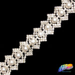 1” Silver/Crystal Pearl Diamond Rhinestone Trim, PRL-13
