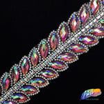 SALE! 1 5/8" 2-row Cateye Rhinestone Iron on Trim, IRT-004