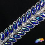 SALE! 1 5/8" 2-row Cateye Rhinestone Iron on Trim, IRT-004