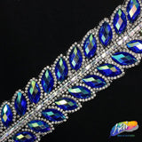 SALE! 1 5/8" 2-row Cateye Rhinestone Iron on Trim, IRT-004