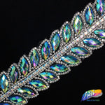 SALE! 1 5/8" 2-row Cateye Rhinestone Iron on Trim, IRT-004