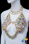Chained Crystal AB Stone Bra Top, XY5000