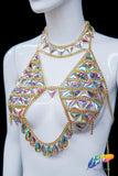 Chained Crystal AB Stone Bra Top, XY5000