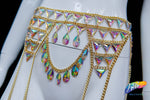 Chained Stone Body Chain Belt with Dangling Chain Trim, XY4201