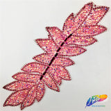 Elongated Leaf Rhinestone Iron On Applique, IRA-074