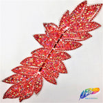 Elongated Leaf Rhinestone Iron On Applique, IRA-074