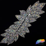 Elongated Leaf Rhinestone Iron On Applique, IRA-074