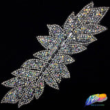 Elongated Leaf Rhinestone Iron On Applique, IRA-074