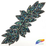 Elongated Leaf Rhinestone Iron On Applique, IRA-074
