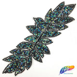 Elongated Leaf Rhinestone Iron On Applique, IRA-074