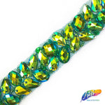 1" Beaded Color AB Stone Trim on Mesh, ACR-001