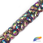 1" Beaded Color AB Stone Trim on Mesh, ACR-001