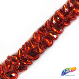 1" Beaded Color Stone Trim on Mesh, ACR-002