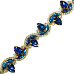 1 1/8" Fancy Wavy Teardrop Rhinestone Trim, YH-088