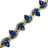 1 1/8" Fancy Wavy Teardrop Rhinestone Trim, YH-088